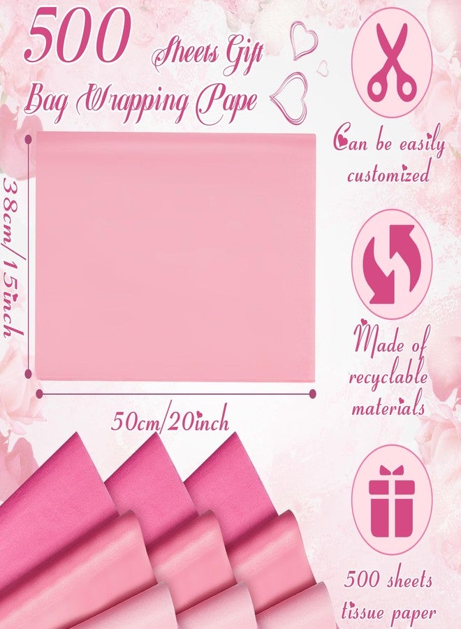Qilery 500 Sheets Valentine's Day Pink Tissue Paper Bulk for Gift Bags 15 x 20 Inch Acid Free Packaging Wrapping Paper Sheets for Galentines Day Wedding Decoration DIY Flower, Pom Poms Craft Supplies - Image 3